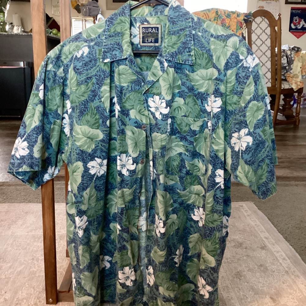Green Floral Men's Shirt
